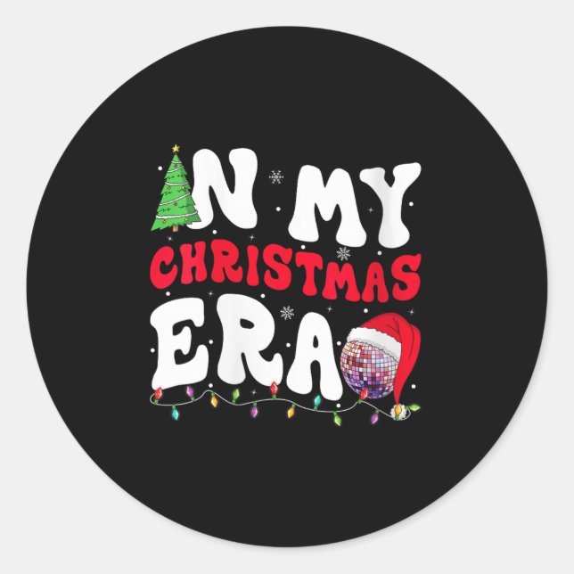 Womens In My Christmas Era Winter Season Groovy Xm Classic Round Sticker (Front)
