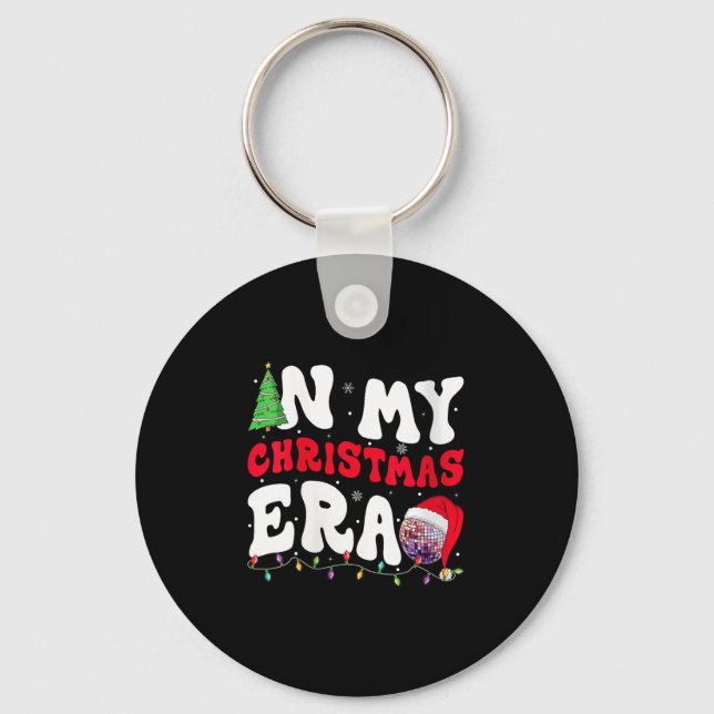 Womens In My Christmas Era Winter Season Groovy Xm Key Ring (Front)