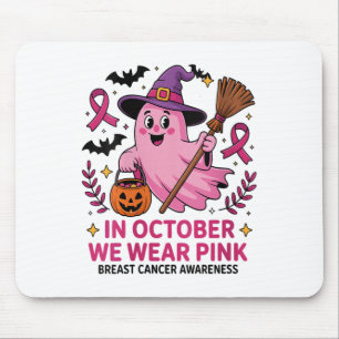 Womens In October We Wear Nk Ghost Witch Breast Ca Mouse Mat