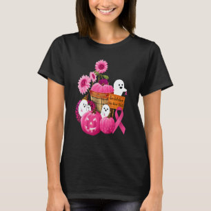 Womens In October We Wear Pink Ghosts & Pumpkins F T-Shirt