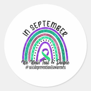 Womens In September We Wear Teal And Purple Suicid Classic Round Sticker