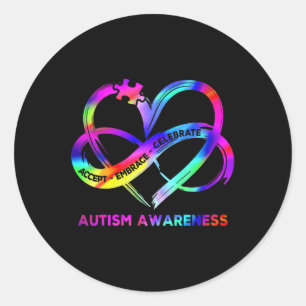 Womens Infinity Heart Autism Awareness Accept Embr Classic Round Sticker