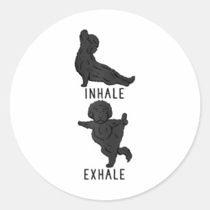 Womens Inhale Exhale Labradoodle Yoga Dog Tee Shir Classic Round Sticker