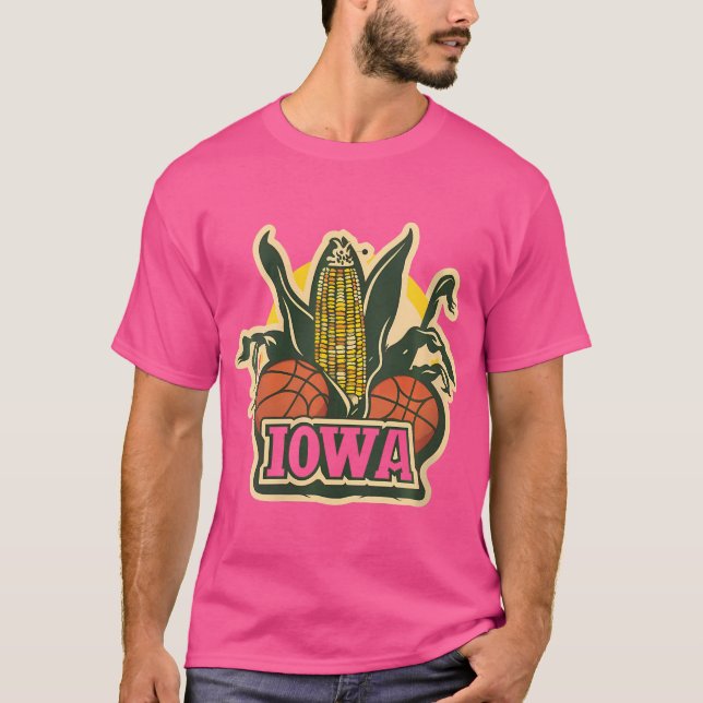 Womens Iowa Des Moines Corn On The Cob Basketball  T-Shirt (Front)