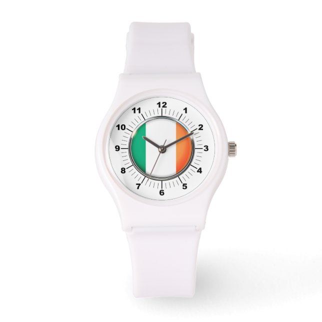 Women's Ireland Flag Sporty White Silicon Watch (Front)