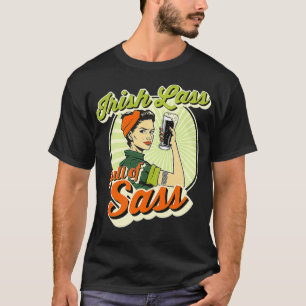 Womens Irish Lass Full Of Sass Vintage Funny St T-Shirt