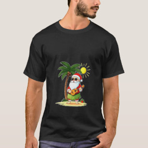 Womens Island Santa Claus Grass Skirt Santa Playin T-Shirt