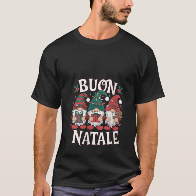 Womens Italian Christmas Buon Natale Gnomes Holida T-Shirt (Front)