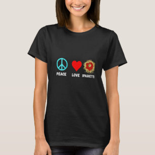 Womens Italian Spaghetti Peace Love Pasta Noodles T-Shirt