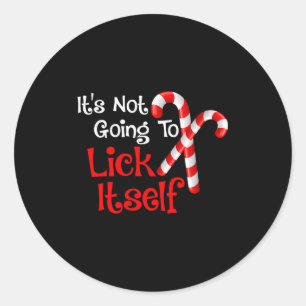 Womens It's Going To Lick Itself Candy Cane Christ Classic Round Sticker