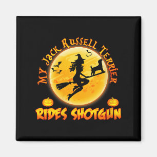 Womens Jack Russell Terrier Rides Shot Dog Magnet