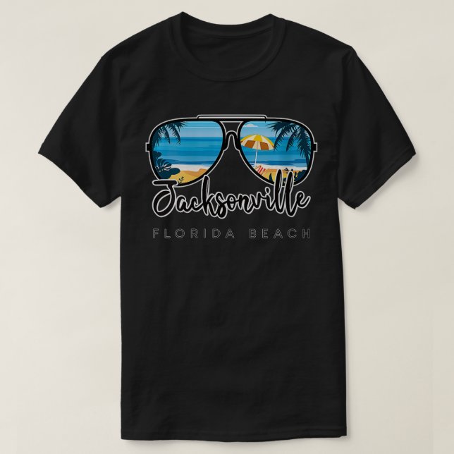 Womens Jacksonville Beach Florida Palm Tree Sungla T-Shirt (Design Front)