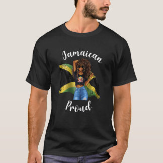 Womens Jamaican Proud Afro African Jamaica Flag Cr T-Shirt