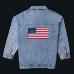 Women's jeans jacket, USA flag (Jacket) Denim Jacket<br><div class="desc">Style: Women's jeans jacket (Jean Jacket) This women's custom jeans jacket is your personal fashion statement! Personalize there with style create by Designer Carlos Vieira Mendes, quality in our online shop your image or favorite. Highlight your individuality with this jeans jacket in cotton blend. Size and Cutting The model measures...</div>