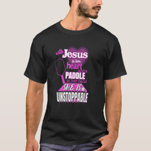Womens Jesus And A Pickleball Paddle Saying Motiva T-Shirt