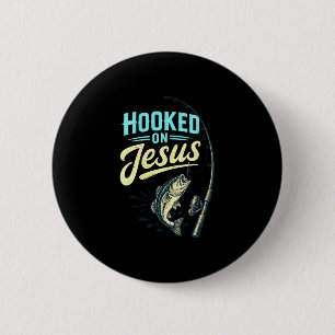 Women's jesus faith fish fishing vintage design 6 cm round badge