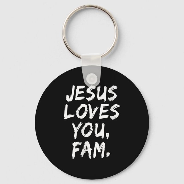 Womens Jesus Loves You Fam Christian Believer Fait Key Ring (Front)