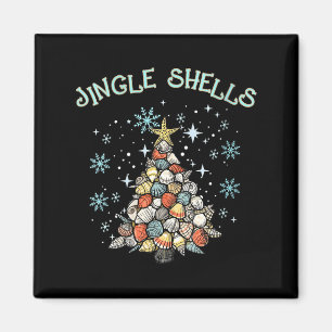 Womens Jingle Shells Christmas Tree Snowflakes Cel Magnet