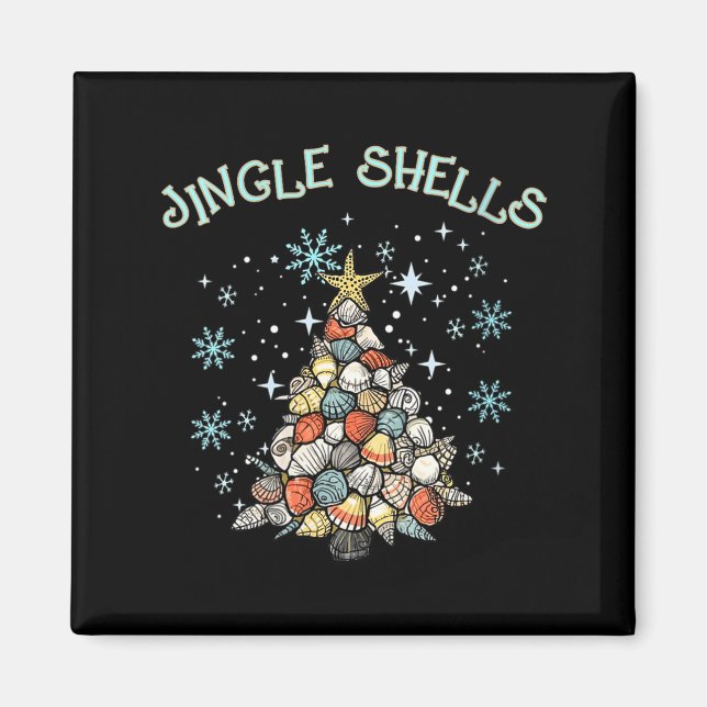 Womens Jingle Shells Christmas Tree Snowflakes Cel Magnet (Front)
