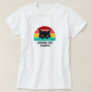 Women's Judging You Silently Cat Graphic Tee