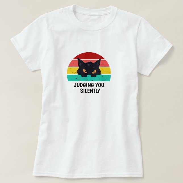 Women's Judging You Silently Cat Graphic Tee (Design Front)