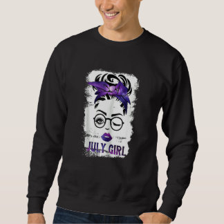 Womens July Girl Wink Eye Woman Face Wink Eyes Lad Sweatshirt