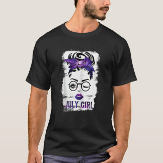Womens July Girl Wink Eye Woman Face Wink Eyes Lad T-Shirt