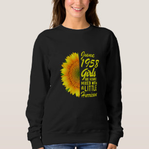 Womens June Girls 1958 Sunflower 64th Birthday Sweatshirt