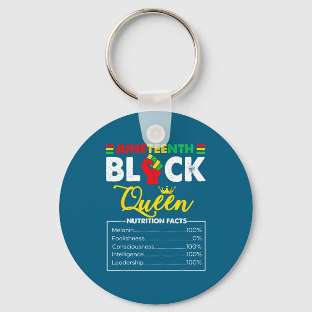 Womens juneteenth black african queen nutritional key ring (Front)