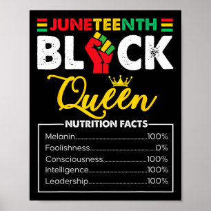 Womens Juneteenth Black African Queen Nutritional Poster