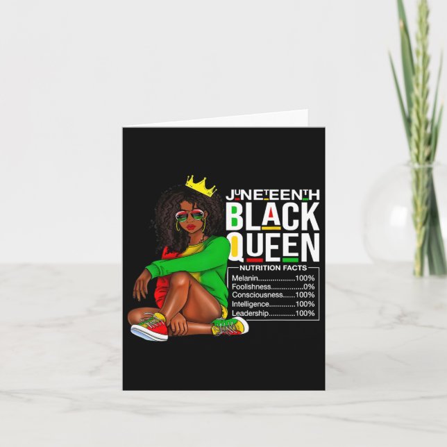 Womens Juneteenth Black Queen Nutritional Facts 4t Card (Front)