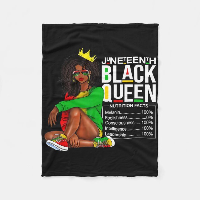 Womens Juneteenth Black Queen Nutritional Facts 4t Fleece Blanket (Front)