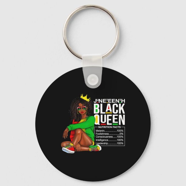 Womens Juneteenth Black Queen Nutritional Facts 4t Key Ring (Front)