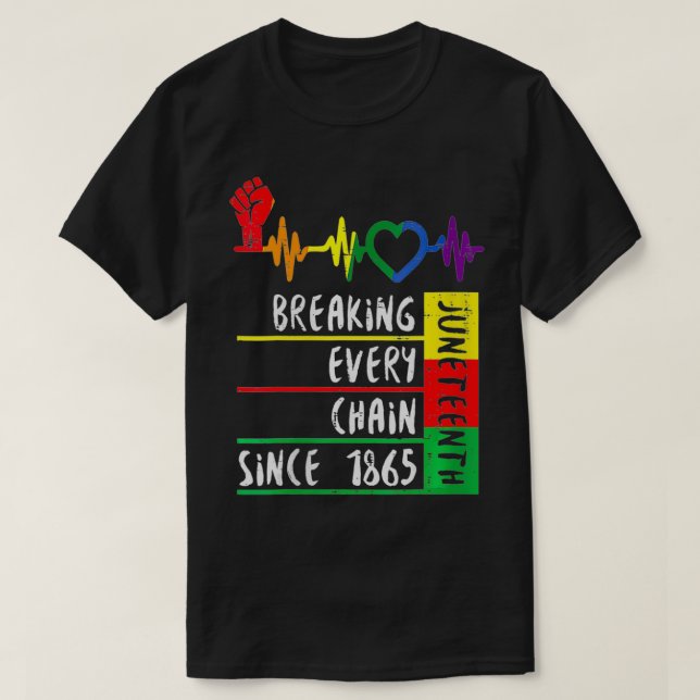 Womens Juneteenth Breaking Every Chain Since 1865  T-Shirt (Design Front)