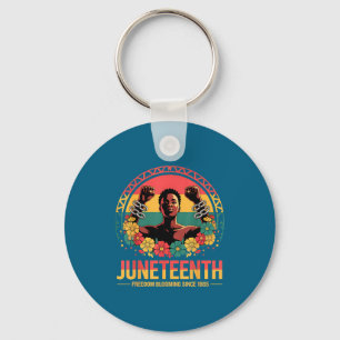 Womens juneteenth floral freedom day black history key ring