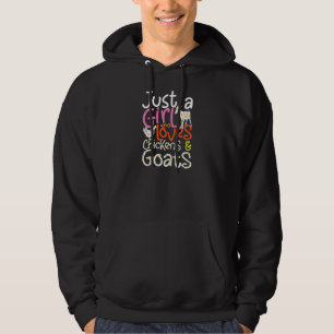 Womens Just A Girl Who Loves Chickens & Goats Farm Hoodie