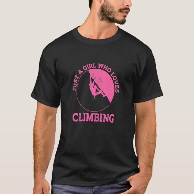 Womens Just A Girl Who Loves Climbing Bouldering M T-Shirt (Front)