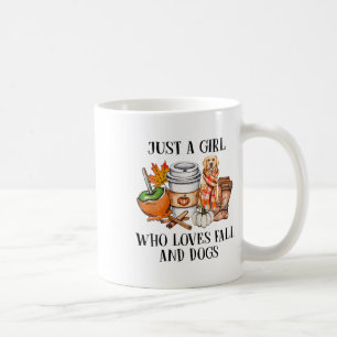 Womens Just A Girl Who Loves Fall And Dogs Cute Au Coffee Mug