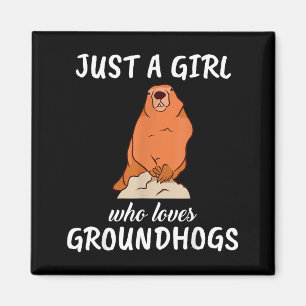 Womens Just A Girl Who Loves Groundhogs Gift Marmo Magnet