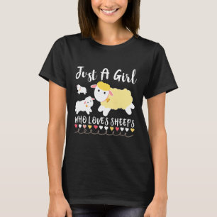 Womens Just A Girl Who Loves Sheeps Funny Cute She T-Shirt
