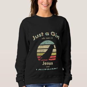Womens Just A Girl Who Runs on Jesus and Lovebirds Sweatshirt