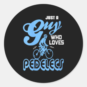 Womens Just A Guy Who Loves Pedelecs Electric Bike Classic Round Sticker