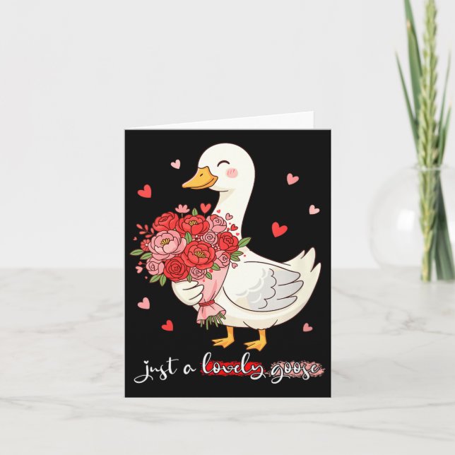 Women's Just A Lovely Goose Bouquet Roses Floral V Card (Front)