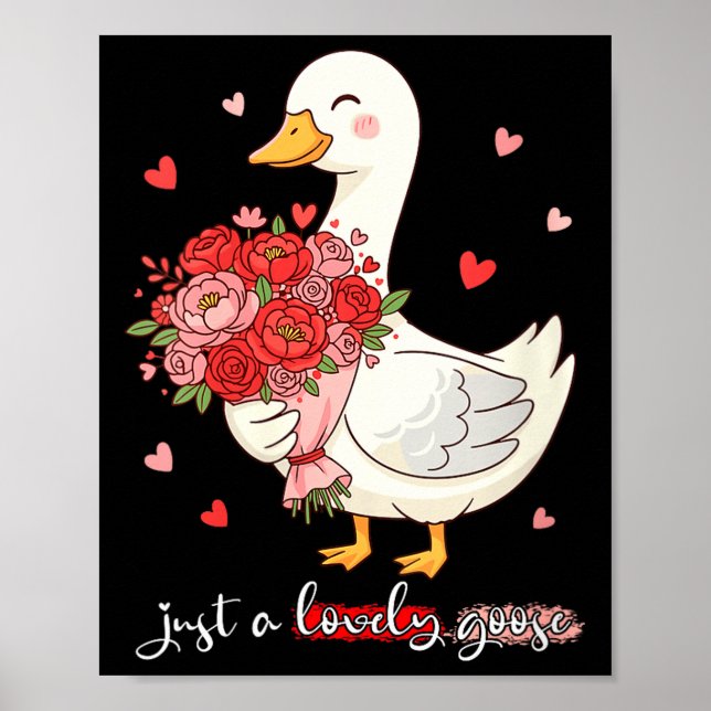 Women's Just A Lovely Goose Bouquet Roses Floral V Poster (Front)