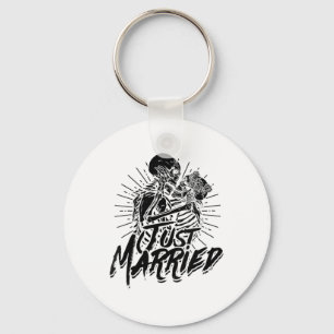 Womens Just Married- Spooky Halloween Bride And Gr Key Ring