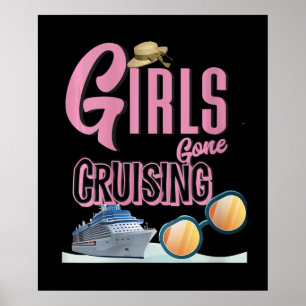Womens Jute Hat Girls Gone Cruising Poster