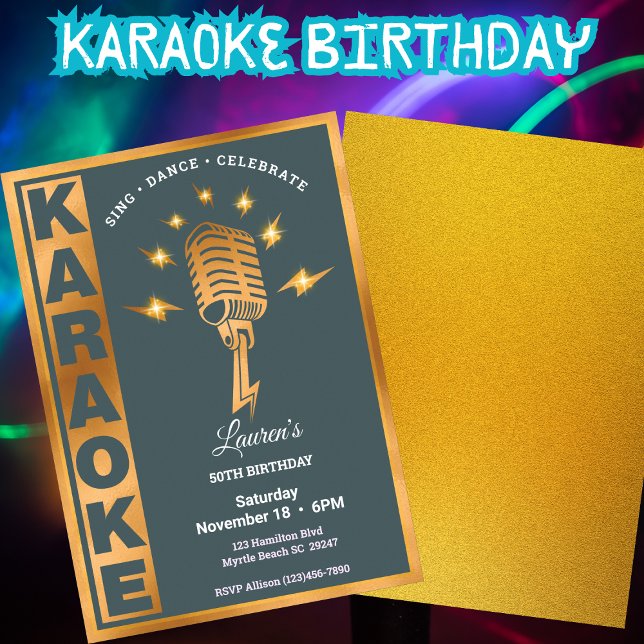 Women's Karaoke 50th (editable) Birthday Party Invitation (Creator Uploaded)