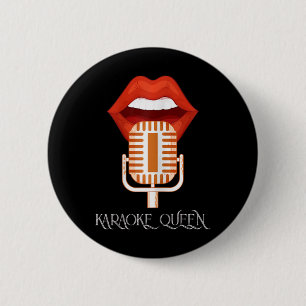 Womens Karaoke Queen Singing Singer Music Micropho 6 Cm Round Badge