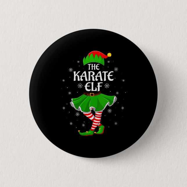 Womens Karate Elf Christmas Family Girls Women Elf 6 Cm Round Badge (Front)
