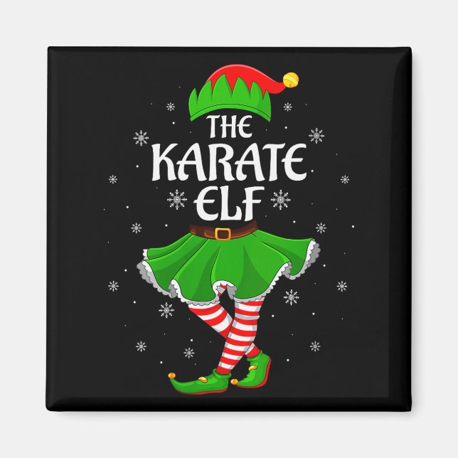 Womens Karate Elf Christmas Family Girls Women Elf Magnet (Front)